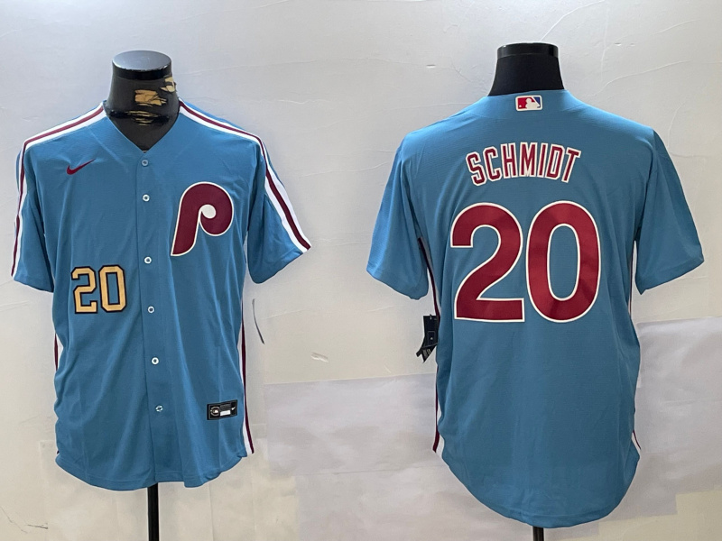 Men's Philadelphia Phillies #20 Mike Schmidt Blue Cool Base Stitched Jersey