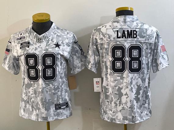 Youth Dallas Cowboys #88 CeeDee Lamb 2024 F.U.S.E Arctic Camo Salute To Service Limited Stitched Football Jersey