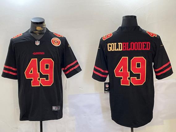 Men's San Francisco 49ers #49 GoldBlooded Black Vapor Untouchable Limited Stitched Football Jerseys