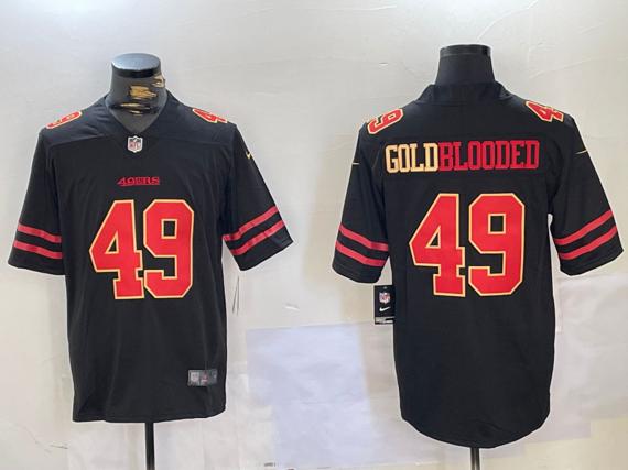 Men's San Francisco 49ers #49 GoldBlooded Black Vapor Untouchable Limited Stitched Football Jersey