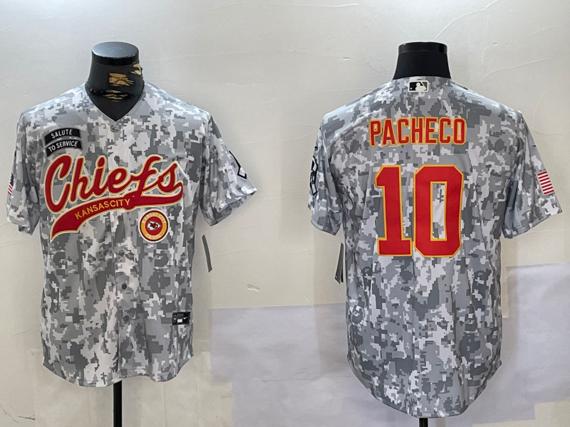 Men's Kansas City Chiefs #10 Isiah Pacheco 2024 Arctic Camo Salute To Service Stitched Baseball Jerseys