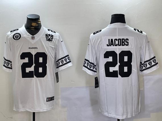 Men's Las Vegas Raiders #28 Josh Jacobs White Limited Stitched Jersey