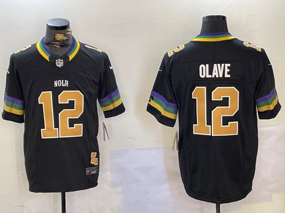 Men's New Orleans Saints #12 Chris Olave Black 2024 F.U.S.E. Vapor Limited Stitched Jersey