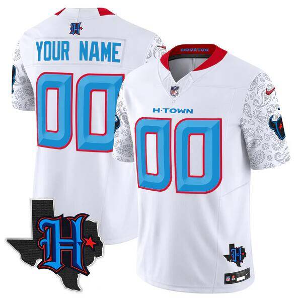 Men's Houston Texans Active Player Custom White 2024 V4 F.U.S.E. Vapor Limited Football Stitched Jersey