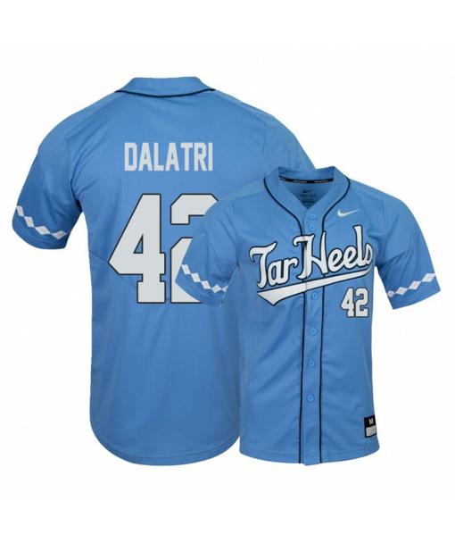 Men's North Carolina Tar Heels 42 Gianluca Dalatri Blue Elite Baseball Jersey