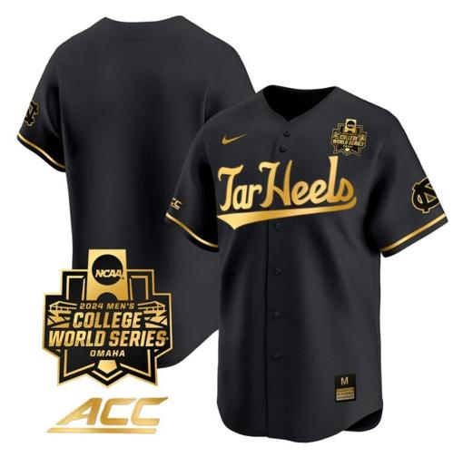 Men's North Carolina Tar Heels Team Jersey 2024 College World Series Vapor Premier Limited NCAA Baseball Stitched Black Gold