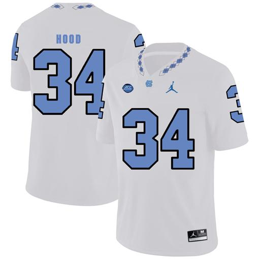 Men's North Carolina Tar Heels #34 Elijah Hood Football Jersey White