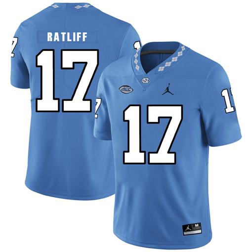 Men's North Carolina Tar Heels #17 Anthony Ratliff Football Jersey Blue