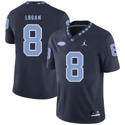 Men's North Carolina Tar Heels #8 TJ Logan NCAA Football Jersey Black