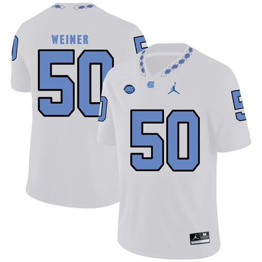 Men's North Carolina Tar Heels #50 Art Weiner Football Jersey White