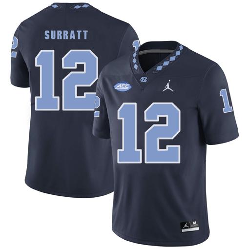 Men's North Carolina Tar Heels #12 Chazz Surratt Football Jersey Black