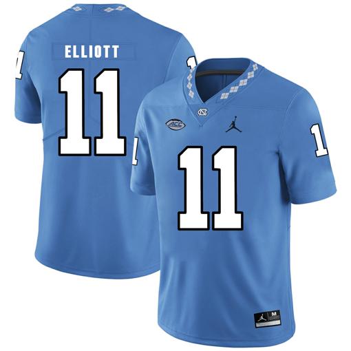 Men's North Carolina Tar Heels #11 Nathan Elliott Football Jersey Blue