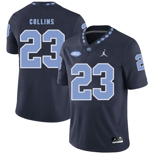 Men's North Carolina Tar Heels #23 Cayson Collins Football Jersey Black