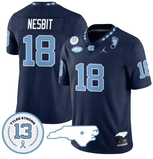 Men's Bryson Nesbit Jersey #18 North Carolina Tar Heels Vapor College Football Stitched Navy