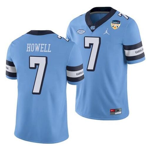 Men's North Carolina Tar Heels #7 Sam Howell Jersey Blue College Football Orange Bowl 2021