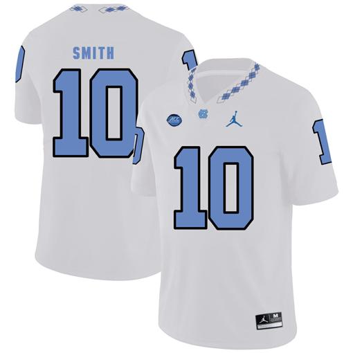 Men's North Carolina Tar Heels #10 Andre Smith NCAA Football Jersey White