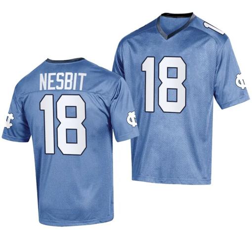 Men's North Carolina Tar Heels Bryson Nesbit Jersey #18 College Football 2023 Replica Blue