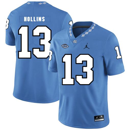 Men's North Carolina Tar Heels #13 Mack Hollins NCAA Football Jersey Blue