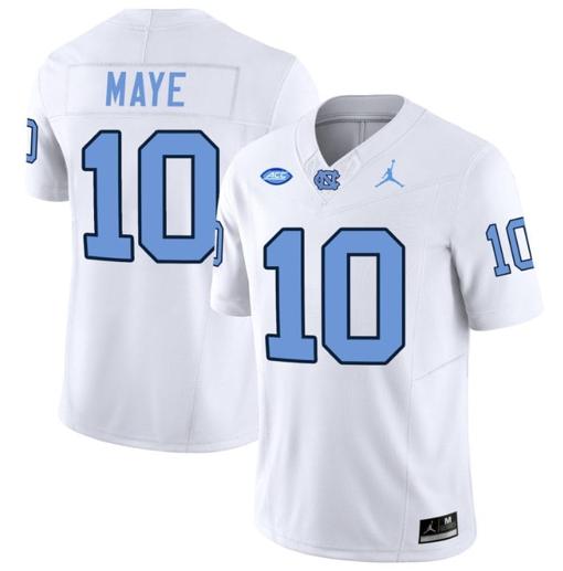 Men's Drake Maye Jersey #10 North Carolina Tar Heels Vapor Limited College Football White