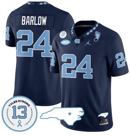 Men's Darwin Barlow Jersey #24 North Carolina Tar Heels Vapor College Football Stitched Navy