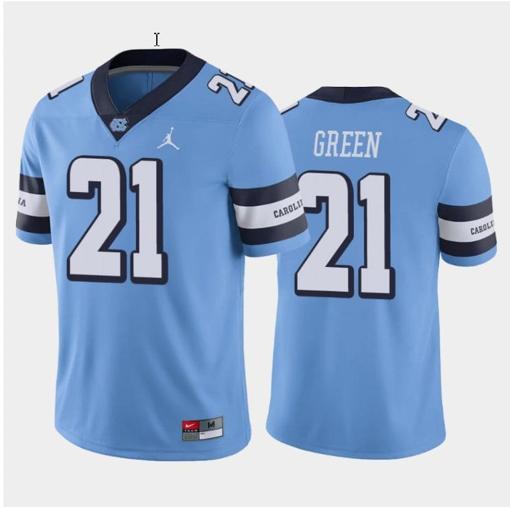 Men's Elijah Green Jersey #21 North Carolina Tar Heels College Football All Stitched Blue