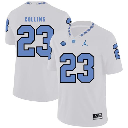 Men's North Carolina Tar Heels #23 Cayson Collins Football Jersey White