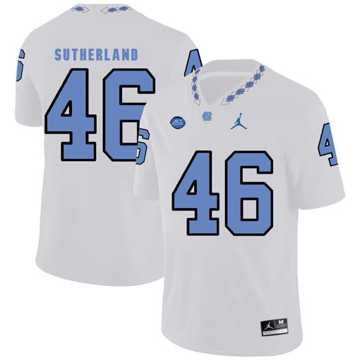 Men's North Carolina Tar Heels #46 Bill Sutherland Football Jersey White