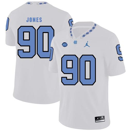 Men's North Carolina Tar Heels #90 Nazair Jones NCAA Football Jersey White