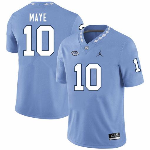 Men's North Carolina Tar Heels Drake Maye Jersey #10 College Football Blue