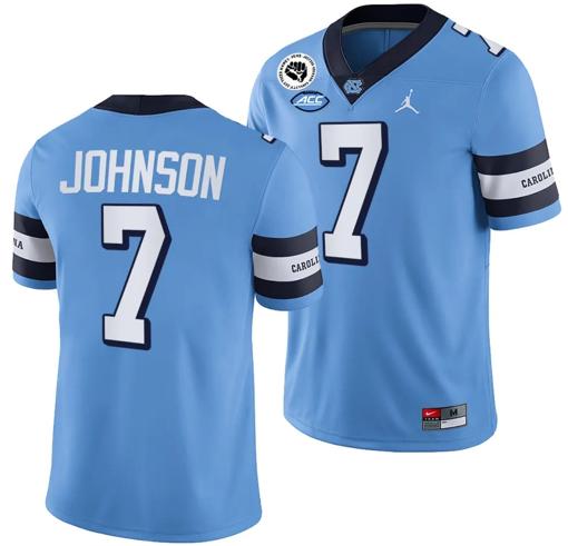 Men's Max Johnson Jersey #7 North Carolina Tar Heels Throwback College Football Blue 2024