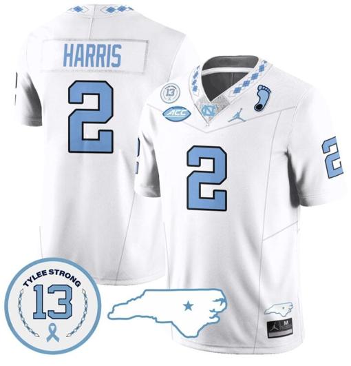 Men's Jakeen Harris Jersey #2 North Carolina Tar Heels Vapor College Football Stitched White