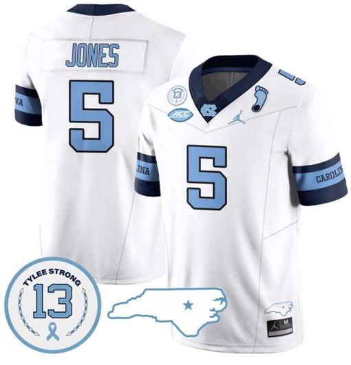 Men's JJ Jones Jersey #5 North Carolina Tar Heels Vapor College Football Stitched Alternate White