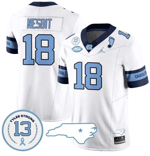 Men's Bryson Nesbit Jersey #18 North Carolina Tar Heels Vapor College Football Stitched Alternate White