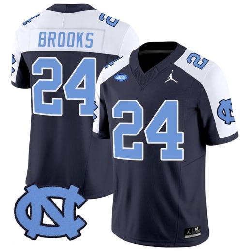 Men's British Brooks Jersey #24 North Carolina Tar Heels Vapor Limited College Football Navy Alternate