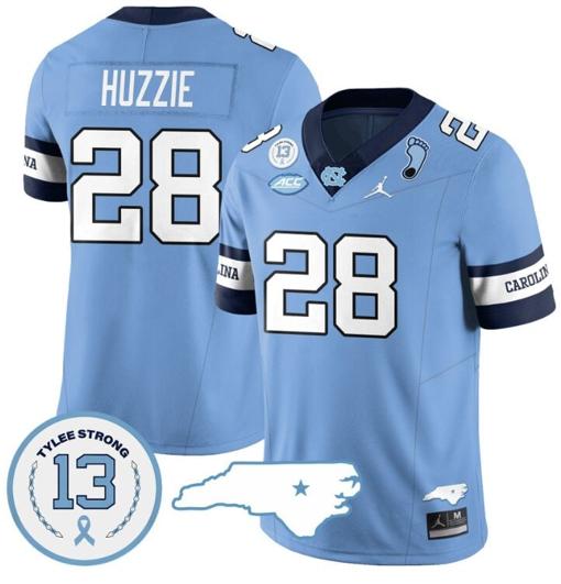 Men's Alijah Huzzie Jersey #28 North Carolina Tar Heels Vapor College Football Stitched Alternte Blue