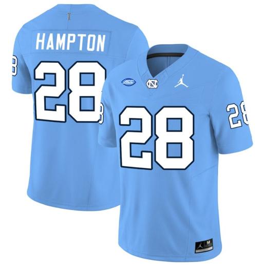 Men's Omarion Hampton Jersey #28 North Carolina Tar Heels Vapor Limited College Football Blue