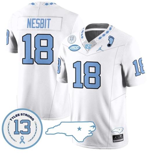 Men's Bryson Nesbit Jersey #18 North Carolina Tar Heels Vapor College Football Stitched White