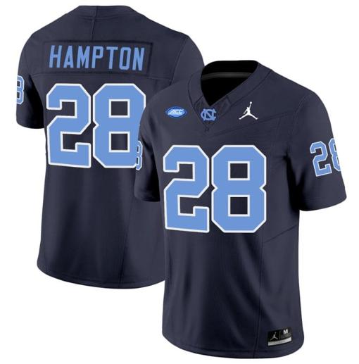 Men's Omarion Hampton Jersey #28 North Carolina Tar Heels Vapor Limited College Football Navy