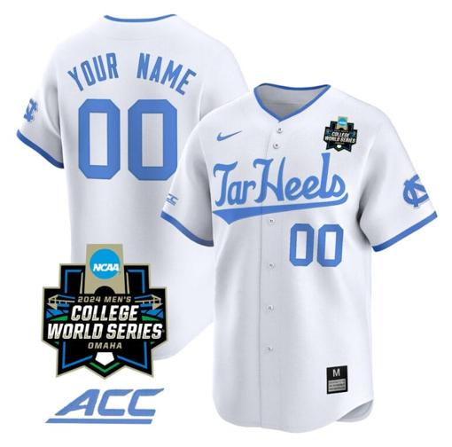 Men's Custom North Carolina Tar Heels Jersey 2024 College World Series Vapor Premier Limited NCAA Baseball Stitched White