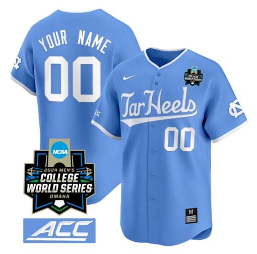 Men's Custom North Carolina Tar Heels Jersey 2024 College World Series Vapor Premier Limited NCAA Baseball Stitched Blue