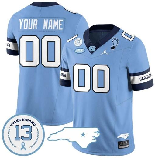 Men's Custom North Carolina Tar Heels Jersey Name and Number Vapor College Football Stitched Alternate Blue