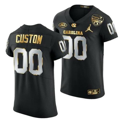 Men's Custom UNC Football Jersey 2021 Orange Bowl Jersey Black Golden Edition