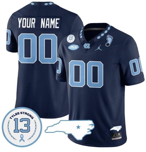 Men's Custom North Carolina Tar Heels Jersey Name and Number Vapor College Football Stitched Navy