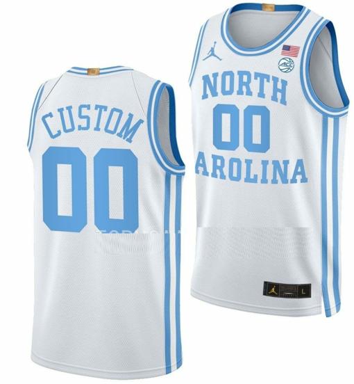 Men's Custom North Carolina Tar Heels Jersey Name and Number College Basketball White Throwback