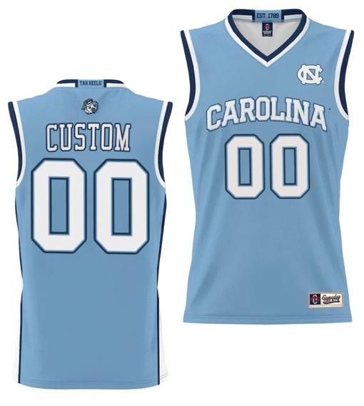 Men's Custom North Carolina Tar Heels Jersey Name and Number NIL College Basketball Lightweight Blue