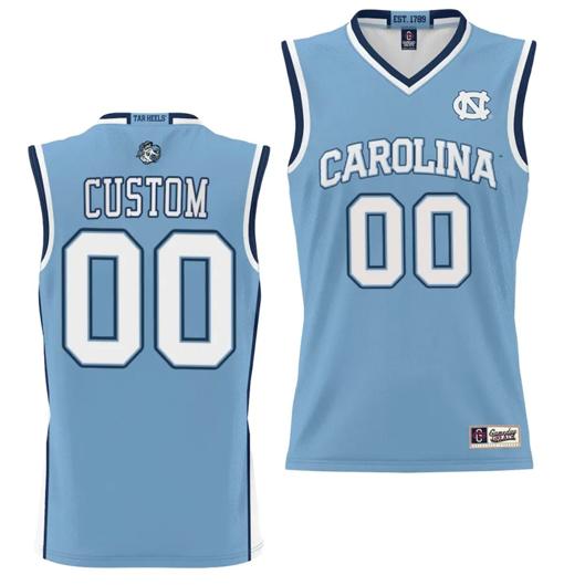 Men's Custom UNC Tar Heels Jersey Name and Number College NIL Basketball Lightweight Blue