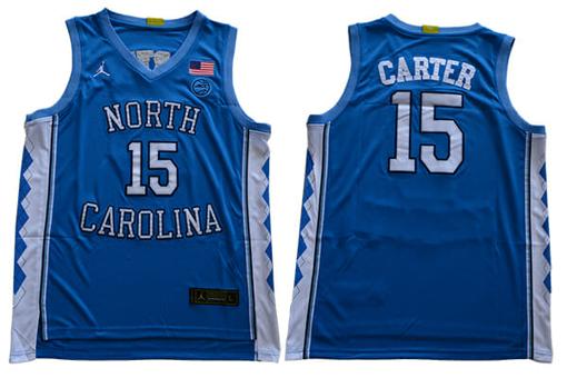 Men's North Carolina Tar Heels #15 Vince Carter NCAA Basketball Jersey Blue