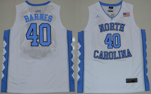 Men's North Carolina Tar Heels #40 Harrison Barnes NCAA Basketball Jersey White