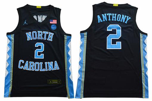 Men's North Carolina Tar Heels #2 Anthony NCAA Basketball Jersey Black