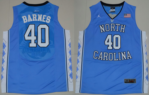 Men's North Carolina Tar Heels #40 Harrison Barnes NCAA Basketball Jersey Blue